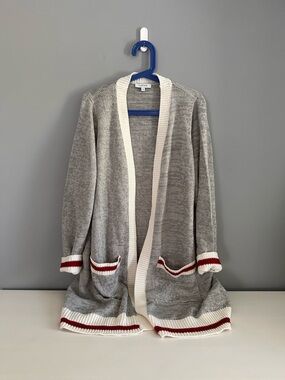 MY STYLE - Cardigan Sweater, Longer Length, Pockets, Grey, Size 1X